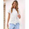 imageANRABESS Womens Tops Summer Short Sleeve Crewneck Tie Waist Shirts Dressy Casual Blouse Tee 2026 Business Work Trendy ClothesWhite