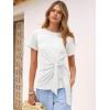 imageANRABESS Womens Tops Summer Short Sleeve Crewneck Tie Waist Shirts Dressy Casual Blouse Tee 2026 Business Work Trendy ClothesWhite