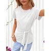 imageANRABESS Womens Tops Summer Short Sleeve Crewneck Tie Waist Shirts Dressy Casual Blouse Tee 2026 Business Work Trendy ClothesWhite