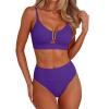 imageANRABESS Bikini Sets for Women Summer High Waisted 2 Piece Bathing Suit Ribbed UWire Cutout Swimsuit Beach Vacation 2026Deep Purple