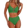imageANRABESS Bikini Sets for Women Summer High Waisted 2 Piece Bathing Suit Ribbed UWire Cutout Swimsuit Beach Vacation 2026Green