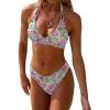 imageANRABESS Bikini Sets for Women Two Piece Swimsuits Sexy V Neck Halter String Bathing Suit 2026 Summer Beach SwimwearWhite Red Floral