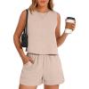 imageANRABESS Two Piece Sets for Women Summer Casual Sleeveless Tank Top Matching Shorts Lounge Sets Pajamas 2026 Trendy ClothesParchment