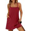 imageANRABESS Women Summer Dress 2026 Beach Vacation Outfits Tennis Athletic Workout Romper Dress Built in Shorts Travel ClothesDeep Red