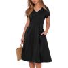 imageANRABESS Women Summer Dress Casual Short Sleeve V Neck ALine Knee Length Pleated Flowy 2026 Fashion Midi Dresses with PocketBlack