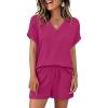 imageANRABESS Women Summer Two Piece Lounge Sets Top Matching Shorts Pajama Set 2026 Spring Casual Outfits Beach Vacation ClothesHot Pink