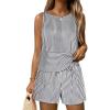 imageANRABESS Womens 2 Piece Outfits Striped Summer Casual Sleeveless Tank Top Matching Shorts Lounge Sets Beach Vacation ClothesBlack White Stripe