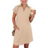 imageANRABESS Womens 2026 Summer Collared V Neck Tshirt Dress Casual Cap Sleeve Spring Mini Vacation Dresses with PocketsAlmond