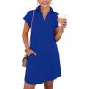 imageANRABESS Womens 2026 Summer Collared V Neck Tshirt Dress Casual Cap Sleeve Spring Mini Vacation Dresses with PocketsRoyal Blue