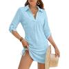 imageANRABESS Womens Bathing Suit Cover Ups Swimsuit Beach Coverup Hollow Out Swimwear 2026 Summer Outfits Bikini Dress ShirtSky Blue