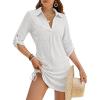 imageANRABESS Womens Bathing Suit Cover Ups Swimsuit Beach Coverup Hollow Out Swimwear 2026 Summer Outfits Bikini Dress ShirtWhite