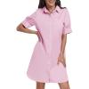 imageANRABESS Womens Button Down Shirt Dress Summer Short Sleeve Business Casual Shift Dresses with Pockets 2026 TrendyPink