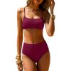 imageANRABESS Womens High Waisted Bikini Sets 2 Piece Swimsuits Cute Lace Square Neck Modest Bathing Suit 2026Burgundy