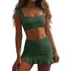 imageANRABESS Womens High Waisted Bikini Skirt Set Built in Buttom Two Piece Swimsuits 2026 Summer Beach Bathing Suit SwimwearArmy Green