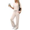 imageANRABESS Womens Lounge Sets 2 Piece Outfits 2026 Summer Casual Short Sleeve Sweatsuits Matching Tracksuits Wide Leg Pant SetApricot