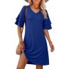 imageANRABESS Womens Summer Dresses 2026 Ruffle Sleeve V Neck Casual A Line Tshirt Mini Dress Beach Vacation Clothes with PocketsRoyal