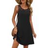 imageANRABESS Womens Summer Dresses Lace Crew Neck Sleeveless Sundress 2026 Mini Tank Dress Boho Beach Cover Ups with PocketsBlack