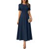 imageANRABESS Womens Summer Maxi Dresses Casual Short Sleeve Elegant Classy Vintage 2026 Spring Flowy Cocktail Dress 80s OutfitNavy Blue