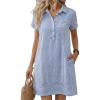 imageANRABESS Womens Summer Shirt Dresses Casual Short Sleeve Button Tshirt Shift Short Polo Dress 2026 Beach Vacation ClothesBlue White Stripe