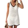 imageANRABESS Womens Swimsuit Cover Up 2026 V Neck Knit Swimwear Bathing Suit Crochet Backless Dress Summer Beach Vacation ClothesWhite Black