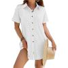 imageANRABESS Womens Swimsuit Coverup Summer Button Down Beach Shirt Dress Eyelet Swimwear Bathing Suit Cover Ups Vacation ClothesWhite