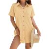 imageANRABESS Womens Swimsuit Coverup Summer Button Down Beach Shirt Dress Eyelet Swimwear Bathing Suit Cover Ups Vacation ClothesYellow