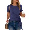 imageANRABESS Womens Tops Summer Short Sleeve Crewneck Tie Waist Shirts Dressy Casual Blouse Tee 2026 Business Work Trendy ClothesNavy Blue