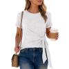 imageANRABESS Womens Tops Summer Short Sleeve Crewneck Tie Waist Shirts Dressy Casual Blouse Tee 2026 Business Work Trendy ClothesWhite
