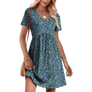 imageANRABESS Summer Dresses for Women 2026 Casual Short Sleeve V Neck Spring Dress Beach Vacation Clothes Cruise Resort OutfitsBlue White Floral