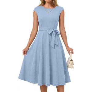 imageANRABESS Women Cap Sleeve Cocktail Party Semi Formal Midi Dress 2026 Summer Spring ALine Swing Wedding Guest Vintage DressesLight Blue