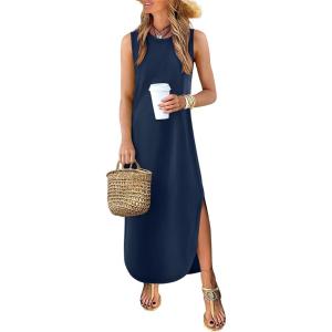 imageANRABESS Women Summer Casual Maxi Sundress Sleeveless Loose Split 2026 Trendy Tank Shirt Long Dress Beach Vacation ClothesNavy Blue