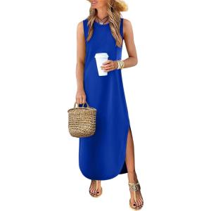 imageANRABESS Women Summer Casual Maxi Sundress Sleeveless Loose Split 2026 Trendy Tank Shirt Long Dress Beach Vacation ClothesRoral Blue