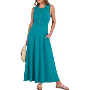 imageANRABESS Women Summer Casual Sleeveless Maxi Sundress Button Fit amp Flare ALine Flowy Long Dresses 2026 Beach OutfitsLake