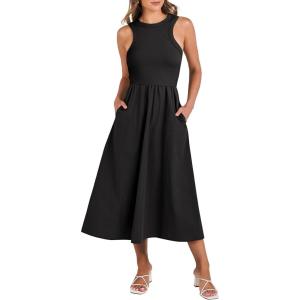 imageANRABESS Womens 2026 Summer Casual Maxi Dress A line Tiered Flowy Short Sleeve Crewneck T Shirt Beach Travel Long DressesBlack
