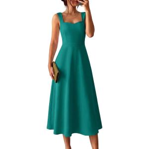 imageANRABESS Womens Sweetheart Neck Sleeveless Midi Dress 2026 Summer Formal Wedding Guest Party Cocktail Dresses with PocketsGreen