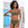 imageANRABESS Bathing Suit for Women Tummy Control Bikini Set 2026 Beach Front Ruched Mid Waist Swimsuit with Adjustable StrapsArmy Green