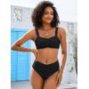 imageANRABESS Bathing Suit for Women Tummy Control Bikini Set 2026 Beach Front Ruched Mid Waist Swimsuit with Adjustable StrapsBlack