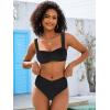 imageANRABESS Bathing Suit for Women Tummy Control Bikini Set 2026 Beach Front Ruched Mid Waist Swimsuit with Adjustable StrapsBlack