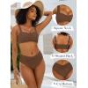imageANRABESS Bathing Suit for Women Tummy Control Bikini Set 2026 Beach Front Ruched Mid Waist Swimsuit with Adjustable StrapsBrown