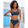 imageANRABESS Bathing Suit for Women Tummy Control Bikini Set 2026 Beach Front Ruched Mid Waist Swimsuit with Adjustable StrapsDark Blue