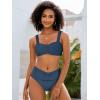 imageANRABESS Bathing Suit for Women Tummy Control Bikini Set 2026 Beach Front Ruched Mid Waist Swimsuit with Adjustable StrapsDark Blue