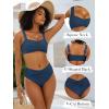 imageANRABESS Bathing Suit for Women Tummy Control Bikini Set 2026 Beach Front Ruched Mid Waist Swimsuit with Adjustable StrapsDark Blue