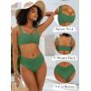 imageANRABESS Bathing Suit for Women Tummy Control Bikini Set 2026 Beach Front Ruched Mid Waist Swimsuit with Adjustable StrapsGreen