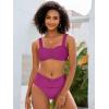 imageANRABESS Bathing Suit for Women Tummy Control Bikini Set 2026 Beach Front Ruched Mid Waist Swimsuit with Adjustable StrapsHot Pink