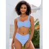 imageANRABESS Bathing Suit for Women Tummy Control Bikini Set 2026 Beach Front Ruched Mid Waist Swimsuit with Adjustable StrapsLight Blue