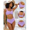 imageANRABESS Bathing Suit for Women Tummy Control Bikini Set 2026 Beach Front Ruched Mid Waist Swimsuit with Adjustable StrapsLight Purple