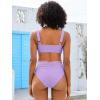 imageANRABESS Bathing Suit for Women Tummy Control Bikini Set 2026 Beach Front Ruched Mid Waist Swimsuit with Adjustable StrapsLight Purple