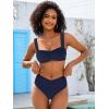 imageANRABESS Bathing Suit for Women Tummy Control Bikini Set 2026 Beach Front Ruched Mid Waist Swimsuit with Adjustable StrapsNavy Blue