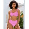 imageANRABESS Bathing Suit for Women Tummy Control Bikini Set 2026 Beach Front Ruched Mid Waist Swimsuit with Adjustable StrapsPink