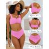 imageANRABESS Bathing Suit for Women Tummy Control Bikini Set 2026 Beach Front Ruched Mid Waist Swimsuit with Adjustable StrapsPink